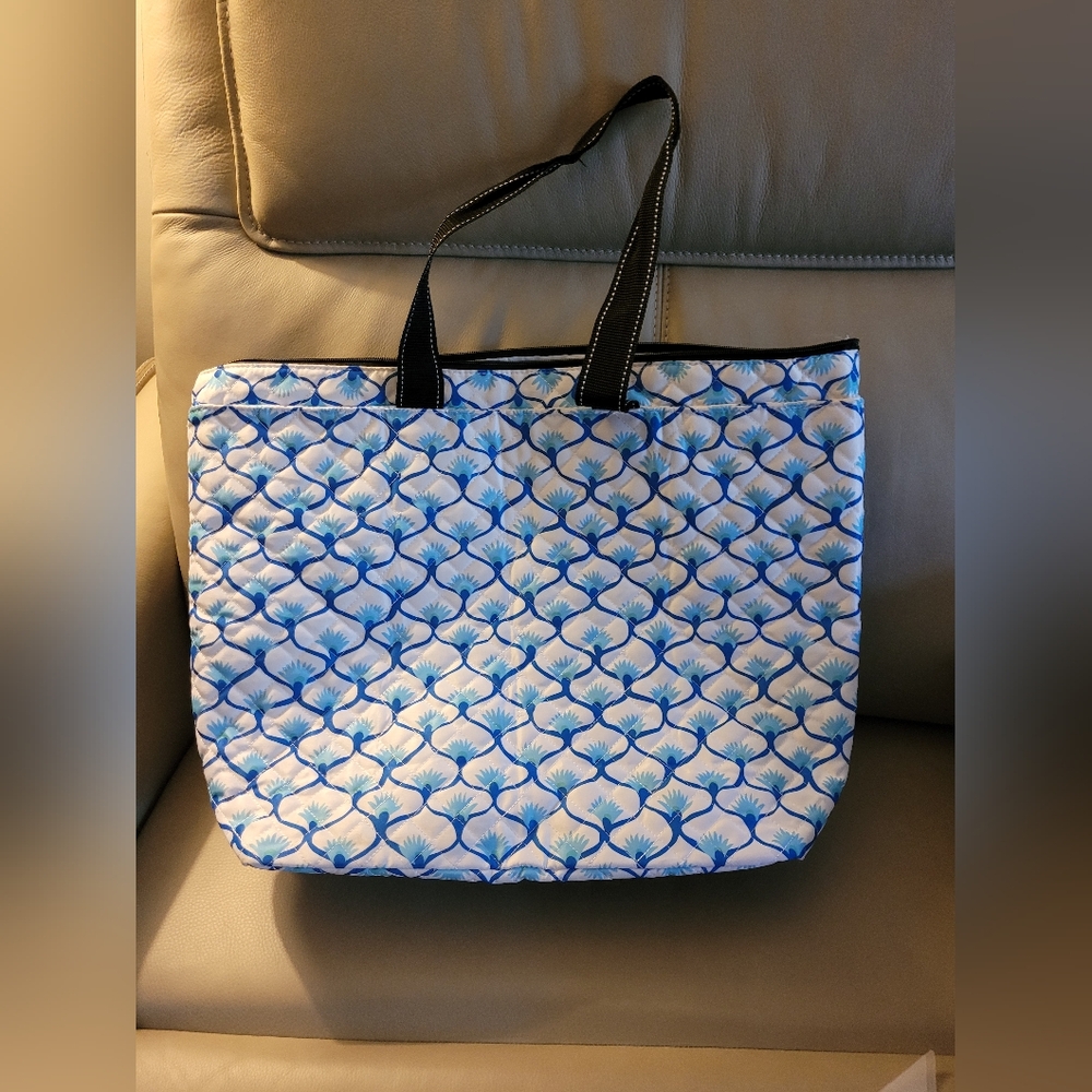 SCOUT  Blue/White Print Quilted XL Tote Bag - Picture 2 of 7